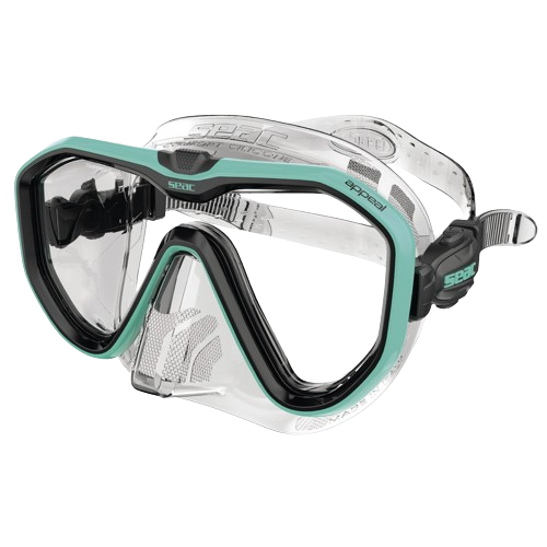 seac appeal dive mask clear/tiffany front view