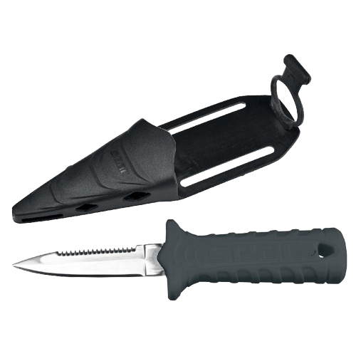 SEAC Samurai Dive Knife & Scabbard Black, Full View