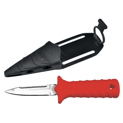 SEAC Samurai Dive Knife & Scabbard Red, Full View