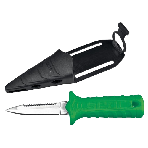 SEAC Samurai Dive Knife & Scabbard Green, Full View