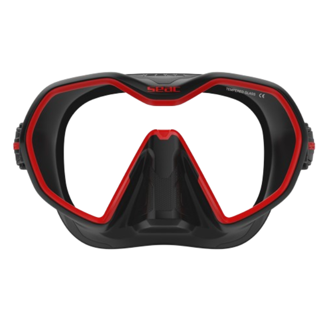 seac icona dive mask black red front view