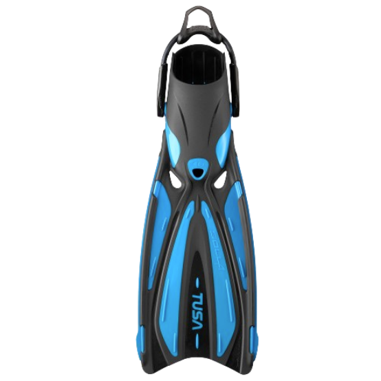 TUSA Open Heel Solla Dive Fins w/ Bungee Strap Fishtail Blue